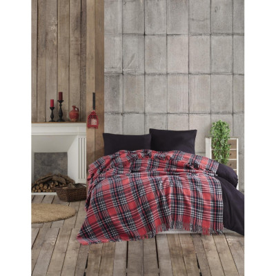 Плед Eponj Home - Ekose 180*220 Fusya-Kiremit фуксия-кирпичный